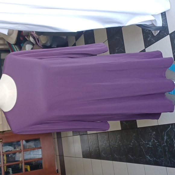 Susan Graver A-Line Midi Purple Dress, Long Sleeve Size 1X, 24" PTP, 40" L - Picture 1 of 6